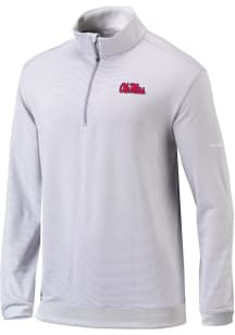 Columbia Ole Miss Rebels Mens Grey Heat Seal Omni-Wick Even Lie Long Sleeve Qtr Zip Pullover