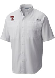 Columbia Texas Tech Red Raiders Mens White Tamiami Short Sleeve Dress Shirt
