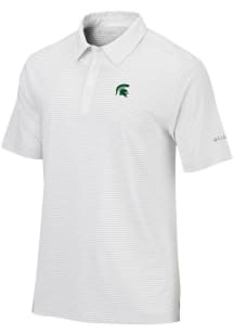 Mens Michigan State Spartans White Columbia Sunday Short Sleeve Polo Shirt
