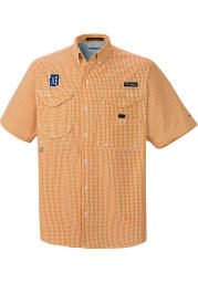 Columbia Detroit Tigers Mens Orange Super Bonehead Short Sleeve Dress Shirt