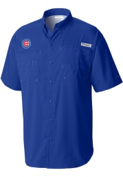Columbia Chicago Cubs Mens Blue Tamiami Short Sleeve Dress Shirt