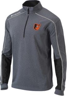 Columbia Baltimore Orioles Mens Grey Heat Seal Omni-Wick Shotgun Long Sleeve Qtr Zip Pullover