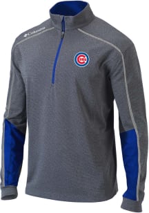 Columbia Chicago Cubs Mens Blue Heat Seal Omni-Wick Shotgun Long Sleeve Qtr Zip Pullover