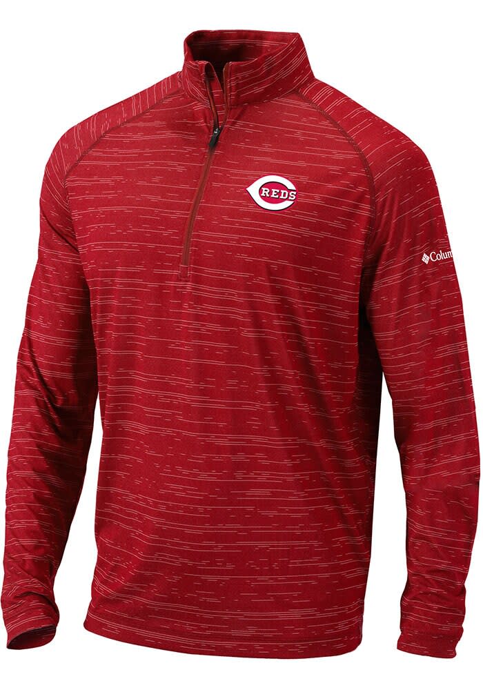 Columbia Cincinnati Reds Mens Red Approach Long Sleeve Qtr Zip Pullover