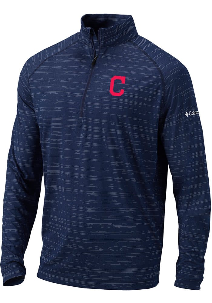 47 Cleveland Indians Mens Navy Blue Impact Long Sleeve 1/4 Zip Pullover