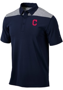 Columbia Cleveland Indians Mens Navy Blue Utility Short Sleeve Polo