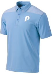 Columbia Philadelphia Phillies Mens Light Blue Utility Short Sleeve Polo