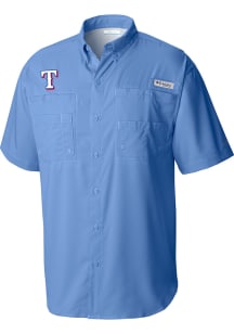 Columbia Texas Rangers Mens Light Blue Tamiami Short Sleeve Dress Shirt