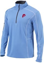 Columbia Philadelphia Phillies Mens Light Blue Omni-Wick Shotgun Long Sleeve 1/4 Zip Pullover