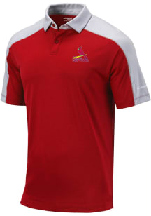 Columbia St Louis Cardinals Mens Red Bracket Short Sleeve Polo