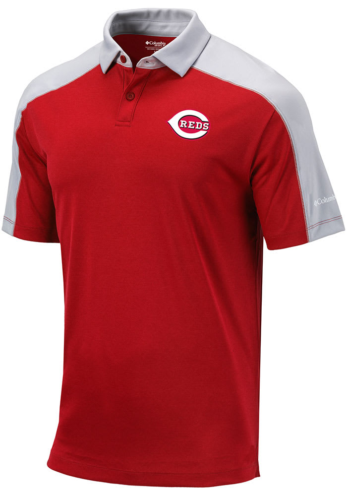 Columbia Cincinnati Reds Mens Red Bracket Short Sleeve Polo