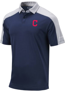 Columbia Cleveland Indians Mens Navy Blue Bracket Short Sleeve Polo