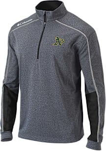 Columbia Oakland Athletics Mens Black Heat Seal Omni-Wick Shotgun Long Sleeve Qtr Zip Pullover