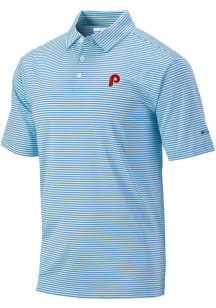 Columbia Philadelphia Phillies Mens Light Blue Club Invite Short Sleeve Polo