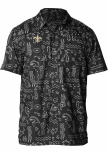 Columbia New Orleans Saints Mens Black Super Slack Tide Beach Short Sleeve Dress Shirt