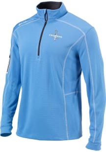 Columbia Texas Rangers Mens Light Blue 2023 World Series Champions LC Logo Long Sleeve 1/4 Zip P..