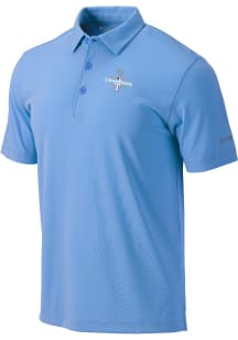 Columbia Texas Rangers Mens Light Blue 2023 World Series Champions Drive Short Sleeve Polo