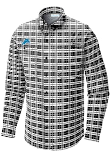 Columbia Detroit Lions Mens Blue Super Tamiami Plaid Long Sleeve Dress Shirt