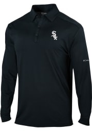 Columbia Chicago White Sox Mens Black Omni-Wick Pin High Long Sleeve Polo Shirt