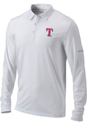 Columbia Texas Rangers Mens White Omni-Wick Pin High Long Sleeve Polo Shirt