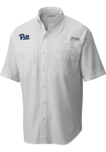 Columbia Pitt Panthers Mens White Tamiami Short Sleeve Dress Shirt
