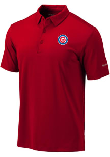 Columbia Chicago Cubs Mens Red Heat Seal Omni-Wick Drive Short Sleeve Polo
