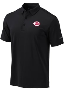 Columbia Cincinnati Reds Mens Black Heat Seal Omni-Wick Drive Short Sleeve Polo