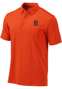 Columbia Detroit Tigers Mens Orange Heat Seal Omni-Wick Drive Short Sleeve Polo