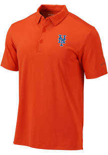 Columbia New York Mets Mens Orange Heat Seal Omni-Wick Drive Short Sleeve Polo