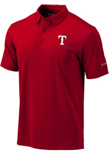 Columbia Texas Rangers Mens Red Heat Seal Omni-Wick Drive Short Sleeve Polo