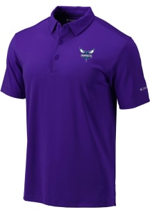 Columbia Charlotte Hornets Mens Purple Heat Seal Omni-Wick Drive Short Sleeve Polo