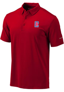 Columbia Los Angeles Clippers Mens Red Heat Seal Omni-Wick Drive Short Sleeve Polo