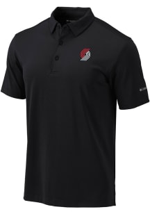 Columbia Portland Trail Blazers Mens Black Heat Seal Omni-Wick Drive Short Sleeve Polo