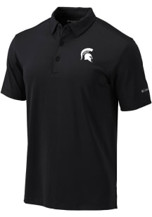 Mens Michigan State Spartans Black Columbia Heat Seal Omni-Wick Drive Short Sleeve Polo Shirt