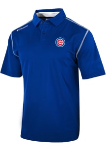 Columbia Chicago Cubs Mens Blue Heat Seal Omni-Wick Shotgun Short Sleeve Polo