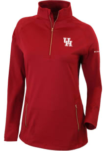 Columbia Houston Cougars Womens Red Heat Seal Omni-Wick Outward Nine 1/4 Zip Pullover