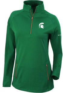 Columbia Michigan State Spartans Womens Green Heat Seal Omni-Wick Outward Nine 1/4 Zip Pullover
