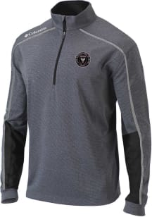 Columbia Inter Miami CF Mens Grey Heat Seal Omni-Wick Shotgun Long Sleeve Qtr Zip Pullover