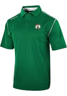 Columbia Boston Celtics Mens Green Heat Seal Omni-Wick Shotgun Short Sleeve Polo