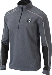 Columbia Brooklyn Nets Mens Grey Heat Seal Omni-Wick Shotgun Long Sleeve Qtr Zip Pullover