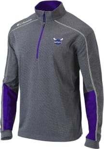 Columbia Charlotte Hornets Mens Purple Heat Seal Omni-Wick Shotgun Long Sleeve 1/4 Zip Pullover