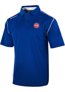 Columbia Detroit Pistons Mens Blue Heat Seal Omni-Wick Shotgun Short Sleeve Polo