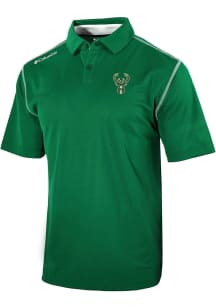 Columbia Milwaukee Bucks Mens Green Heat Seal Omni-Wick Shotgun Short Sleeve Polo