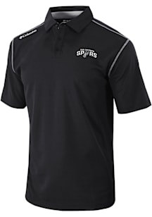 Columbia San Antonio Spurs Mens Black Heat Seal Omni-Wick Shotgun Short Sleeve Polo