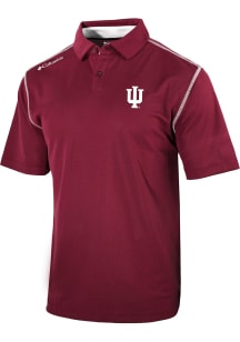Mens Indiana Hoosiers Red Columbia Heat Seal Omni-Wick Shotgun Short Sleeve Polo Shirt