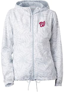Columbia Washington Nationals Womens Grey Heat Seal Printed Flash Forward Light Weight Jacket