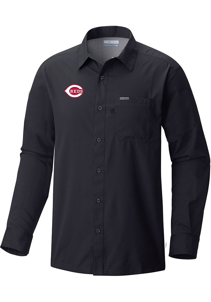 Columbia Cincinnati Reds Black Slack Tide Long Sleeve T Shirt
