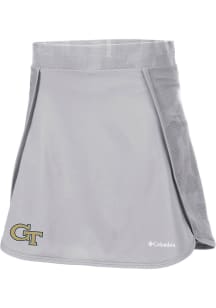 Columbia GA Tech Yellow Jackets Womens Grey Heat Seal Up Next Skort Shorts