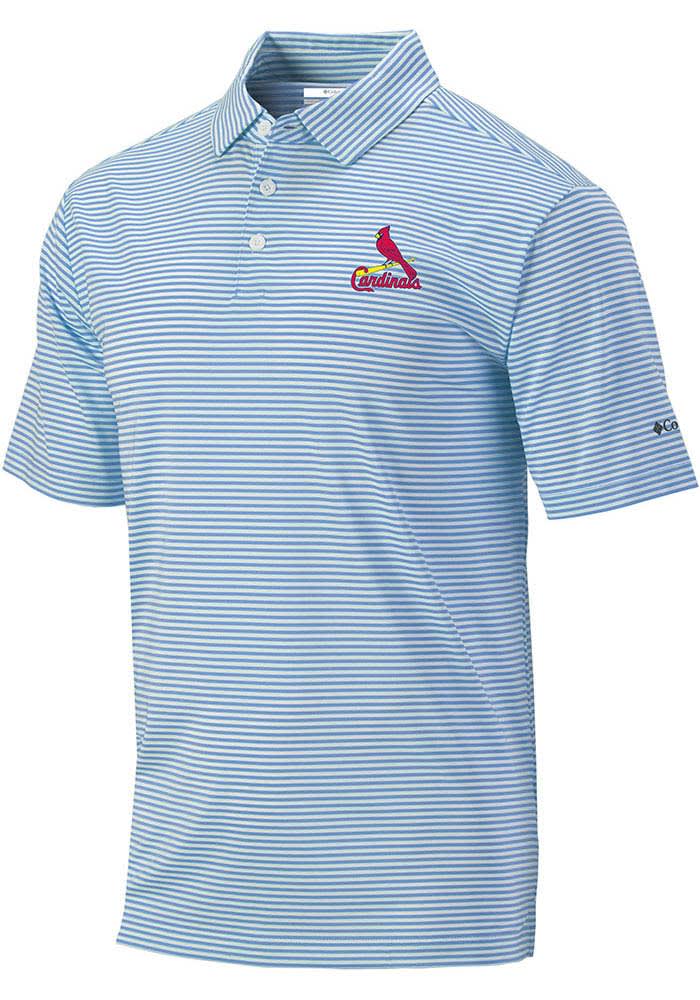 Columbia St Louis Cardinals Mens Light Blue Club Invite Short Sleeve Polo