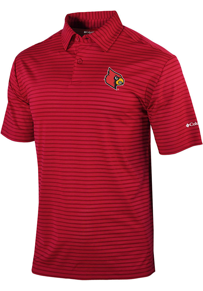 Columbia Louisville Cardinals Mens Red Smooth Role Short Sleeve Polo